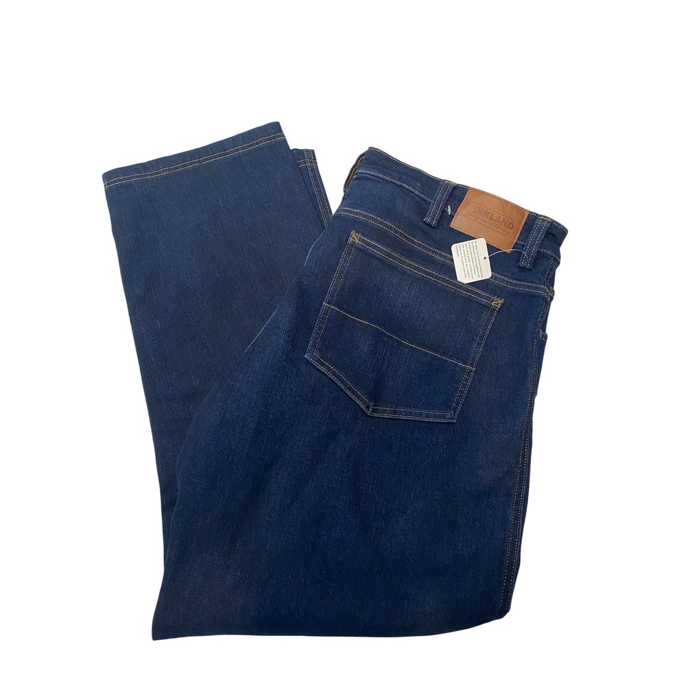 Kirkland Signature Mens Dark Wash Straight Leg Jeans Indigo 38x29